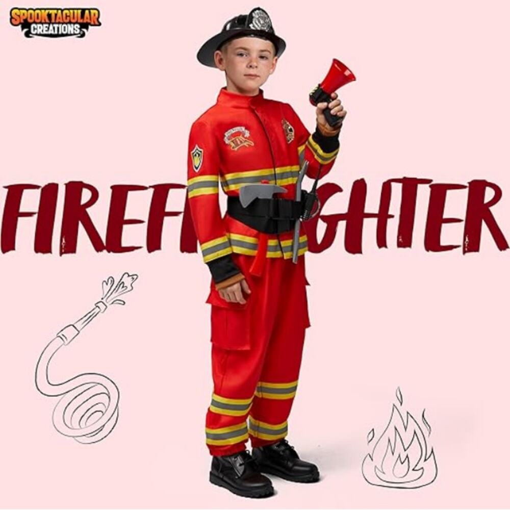 Spooktacular Red Firefighter Costume Boys Small